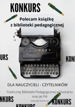 plakat promujący konkurs „Polecam książkę z biblioteki pedagogicznej”